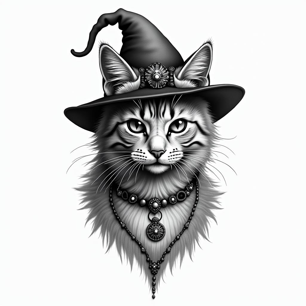 Name gypsy in memory of beloved catin bohemian style tattoo, 8k - Variation 2