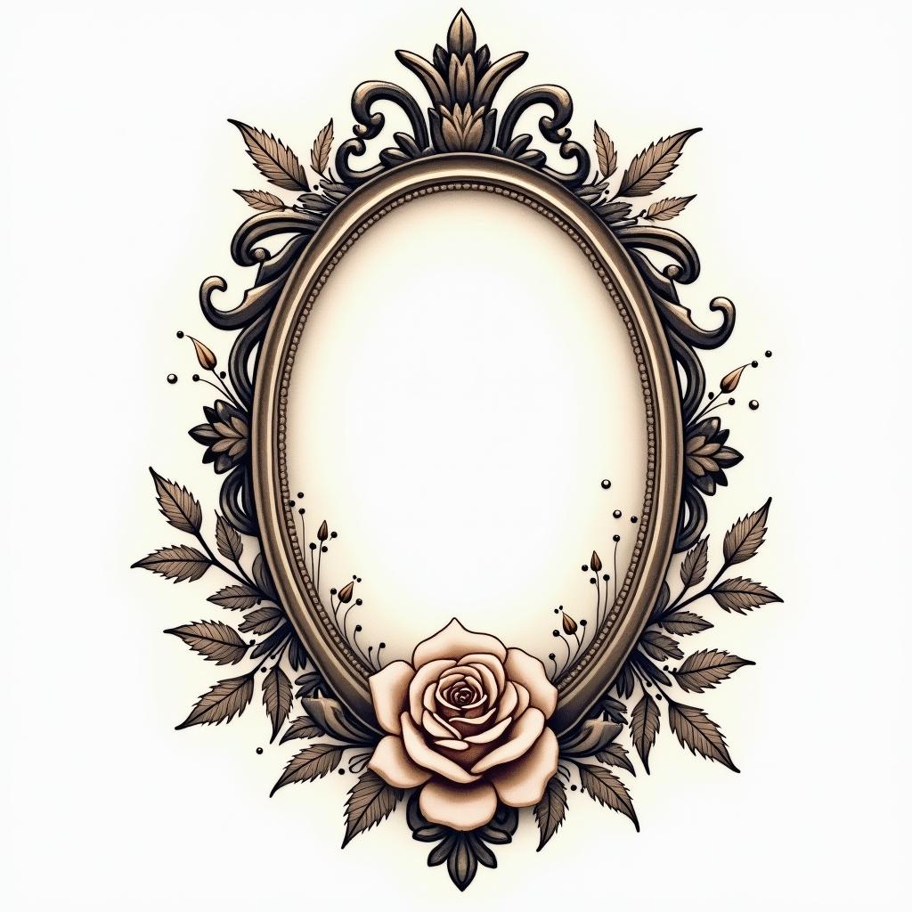 Bubbles
sparkle simplein victorian style tattoo, featuring vintage and elegant elements, ornate frames, roses, antique, sepia-toned color scheme - Variation 2