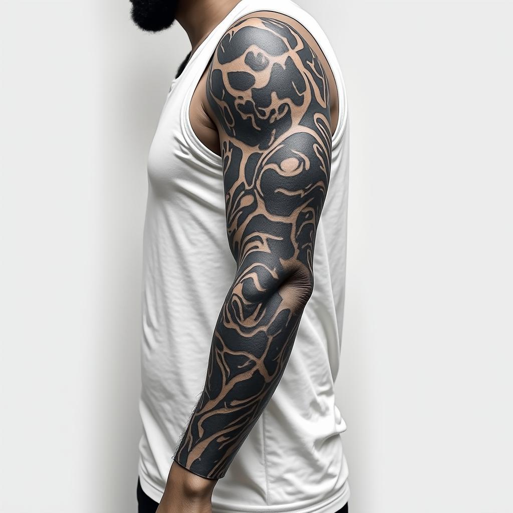 I want a full arm sleevein realism tattoo style, featuring a highly detailed, lifelike, capturing every detail, photorealistic, ultra realistic, intricate shading, smooth and sharp, - Variation 3