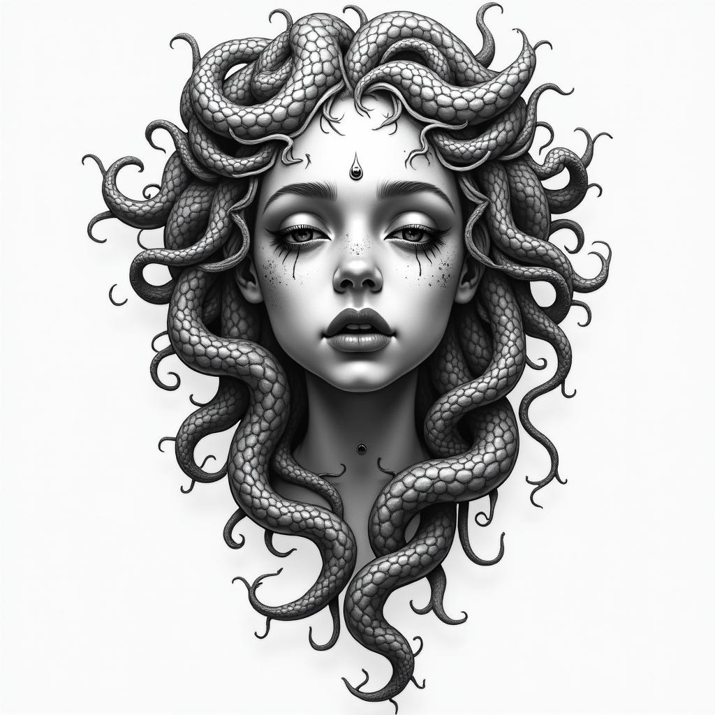 Medusa child likehigly detailed tattoo - Variation 3