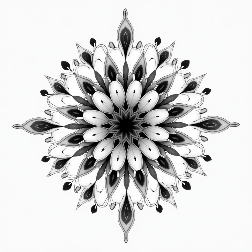 Bubbles
sparkle simple in geometric style tattoo, blending hexagons, mandala-inspired patterns, symmetrical and fractal design, clean lines, sharp angles - Variation 3