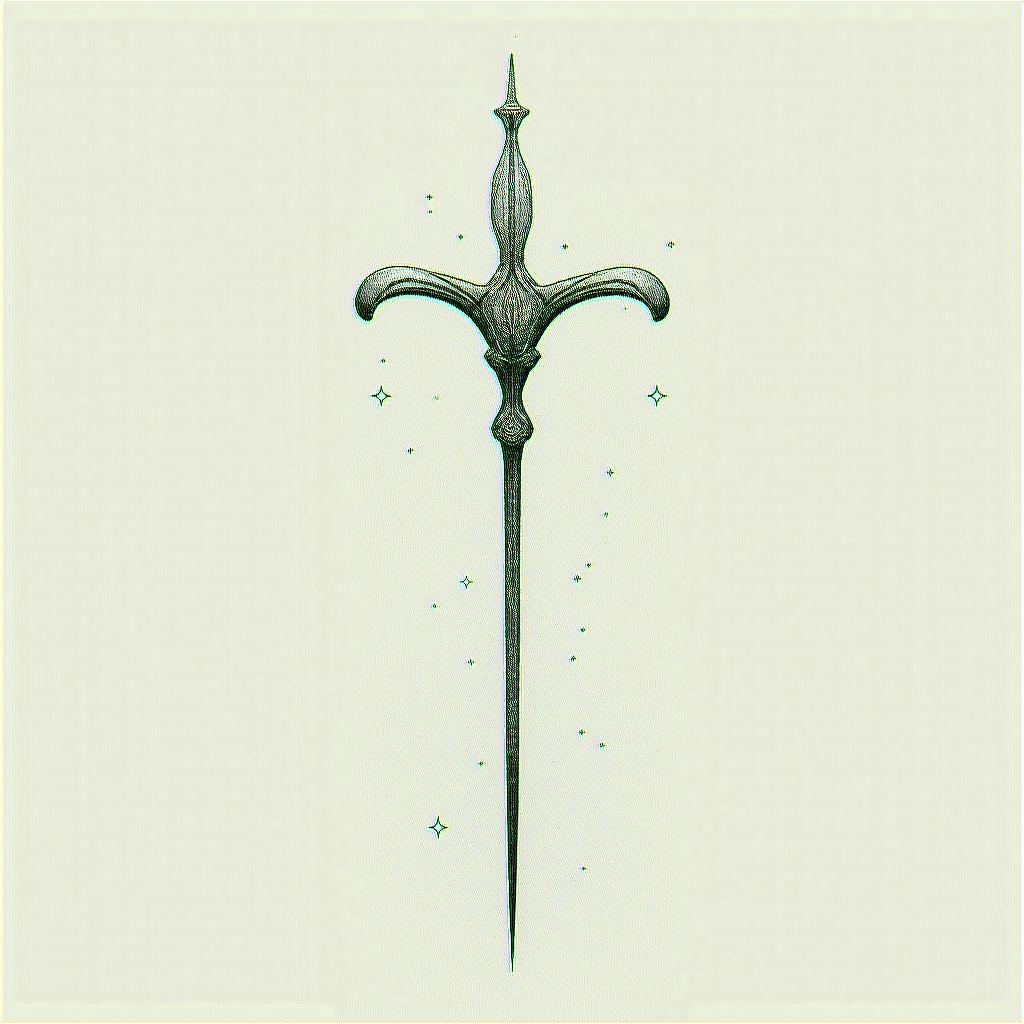 SCC, billiards, Sagittariusin minimalist style tattoo, featuring simple shapes and fine lines, with minimal shading and details, tiny triangles, creating a sense of balance and harmony