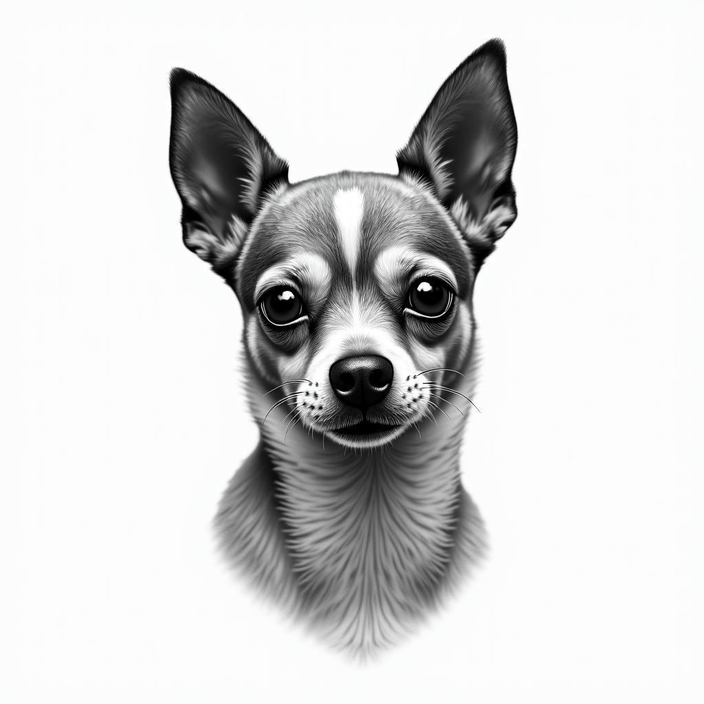 A Chihuahua dogin portrait tattoo style, featuring a highly realistic and detailed depiction - Variation 3