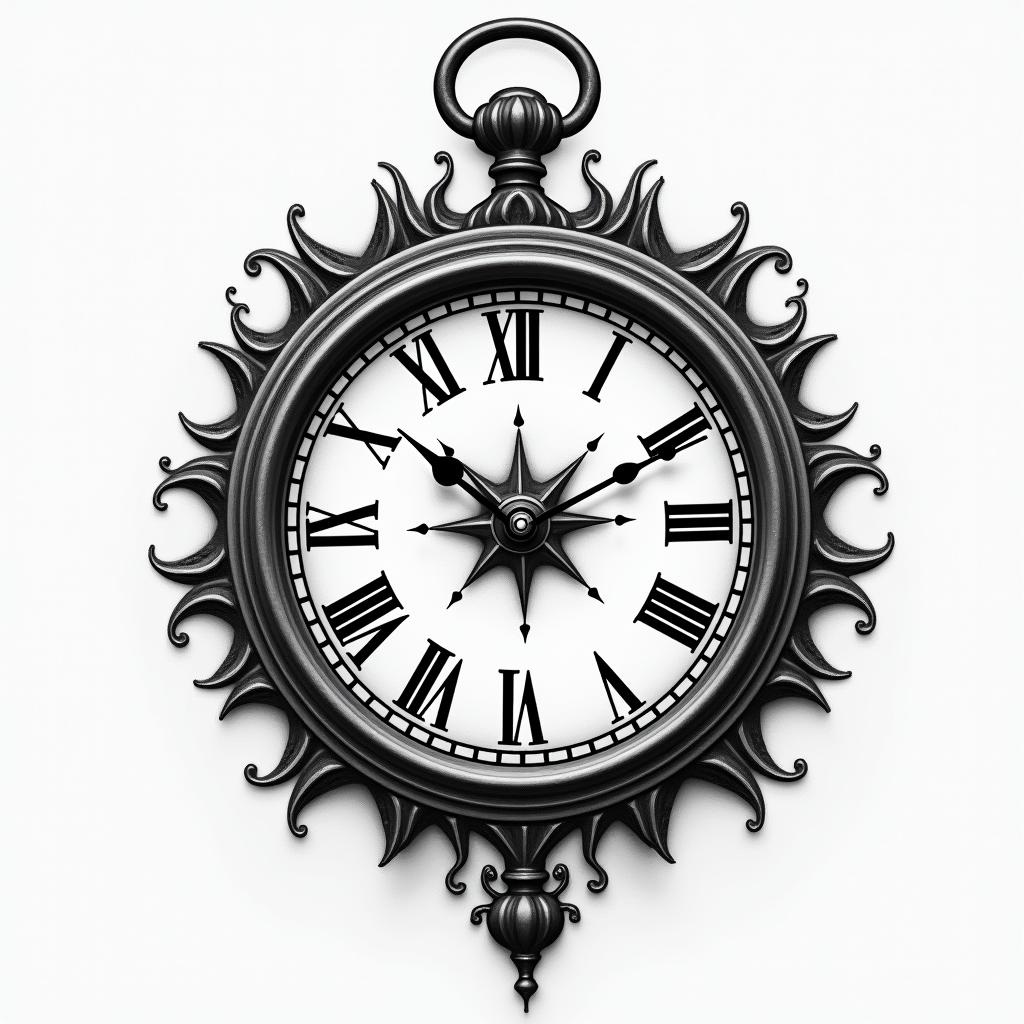 Timeless clockhigly detailed tattoo - Variation 2