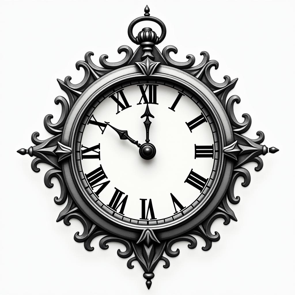 Timeless clockhigly detailed tattoo - Variation 3