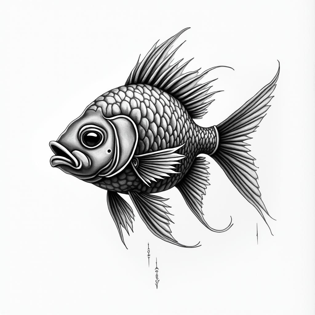 Kauani fish 19 years oldhigly detailed tattoo - Variation 2