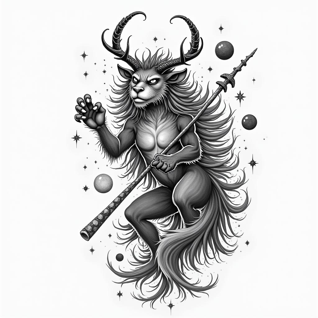 SCC, billiards, Sagittariusin japanese style tattoo, detailed tattoo, traditional japanese culture tattoo, mythology, 8k - Variation 2
