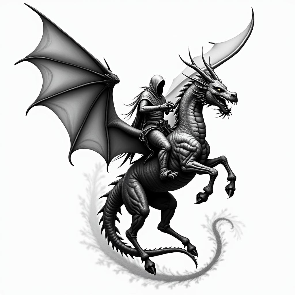 ghost rider ride under a dragonhigly detailed tattoo