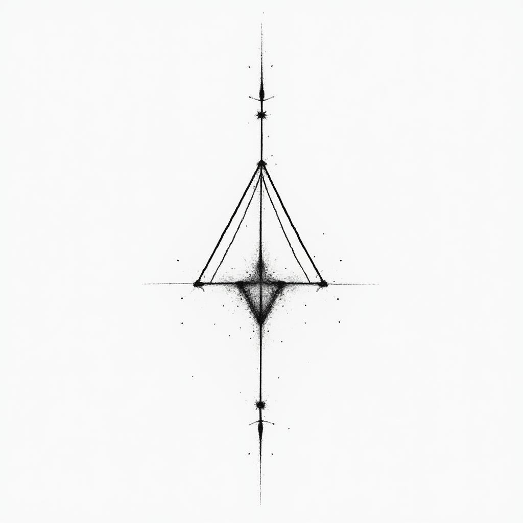 Paty, Gemini, 3 children, married.in minimalist style tattoo, featuring simple shapes and fine lines, with minimal shading and details, tiny triangles, creating a sense of balance and harmony - Variation 2