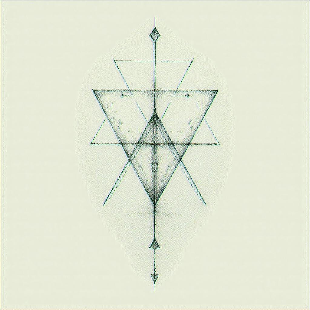 Paty, Gemini, 3 children, married.in minimalist style tattoo, featuring simple shapes and fine lines, with minimal shading and details, tiny triangles, creating a sense of balance and harmony - Variation 3
