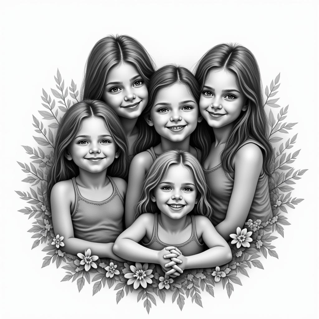 4 kids 3 girls and a boyhigly detailed tattoo