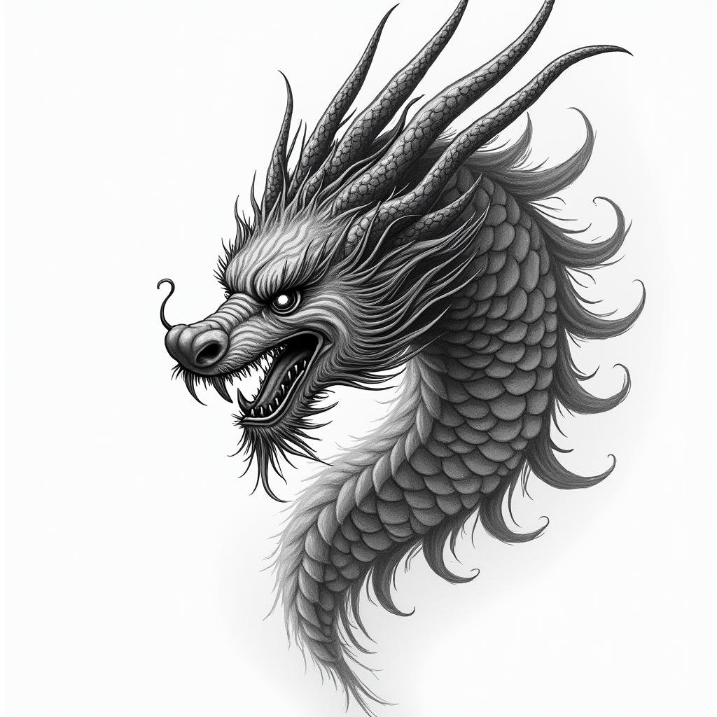 Melancholic ambiancein japanese style tattoo, detailed tattoo, traditional japanese culture tattoo, mythology, 8k - Variation 2