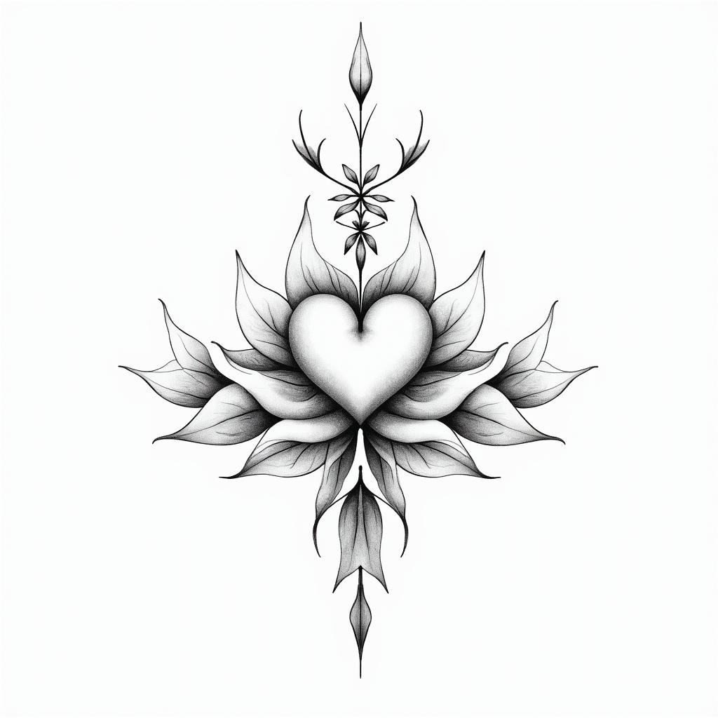 Taurus and Scorpio mixin Modest style tattoo, featuring soft, delicate line work with simple and meaningful symbols, gentle waves, a heart, evoking a sense of serenity and grace, - Variation 4