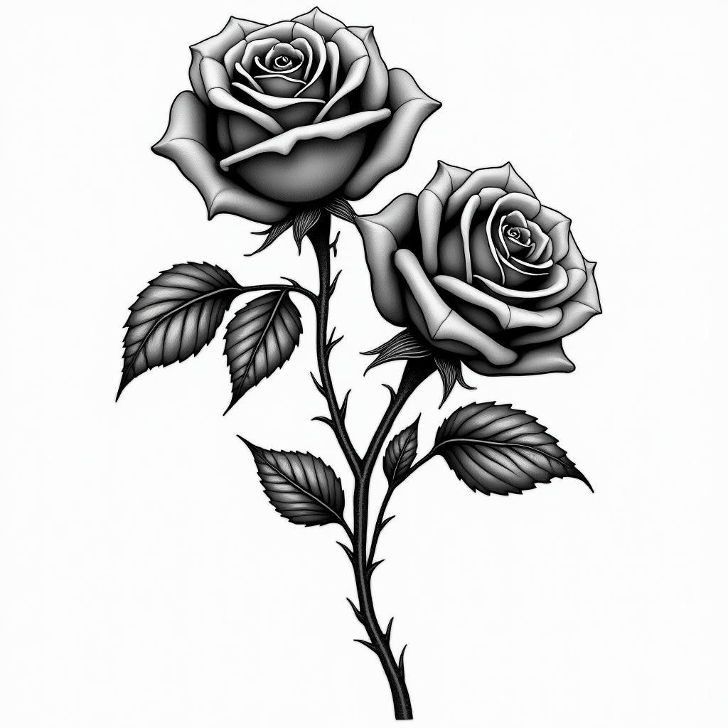2 roseshigly detailed tattoo - Variation 3