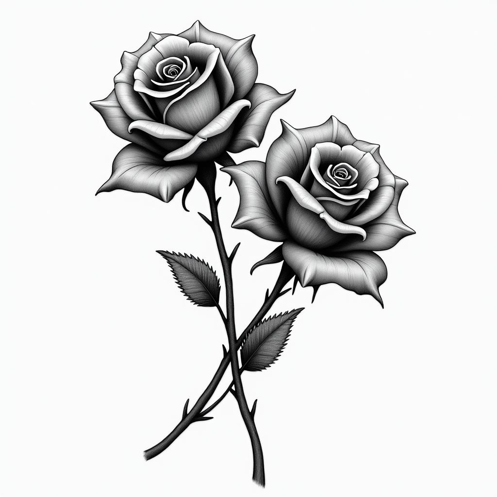 2 roseshigly detailed tattoo - Variation 2