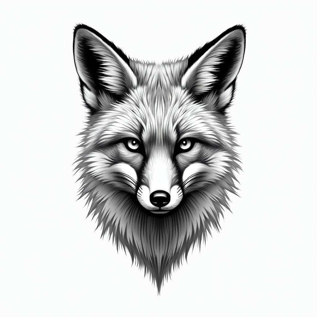 Fox animalhigly detailed tattoo - Variation 4