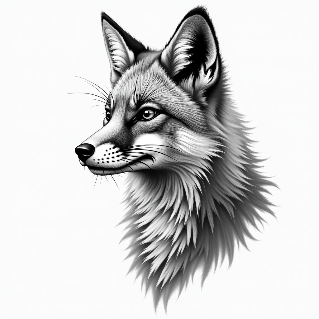 Fox animalhigly detailed tattoo - Variation 2