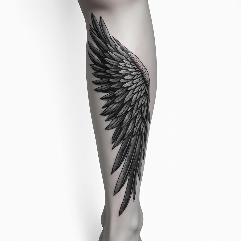 Wing tattoo on ankle/leghigly detailed tattoo - Variation 9