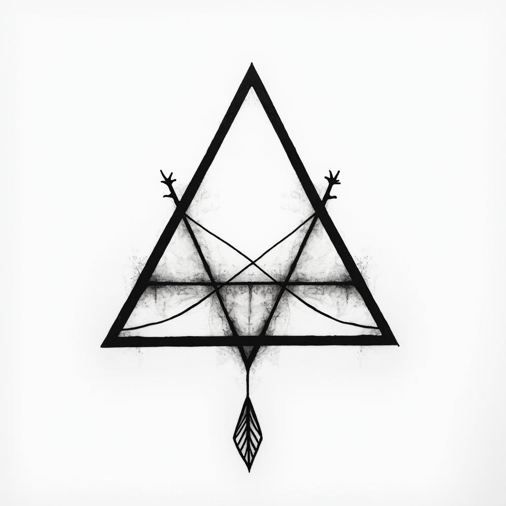 Simple triangle with a line throughin bohemian style tattoo, 8k - Variation 4