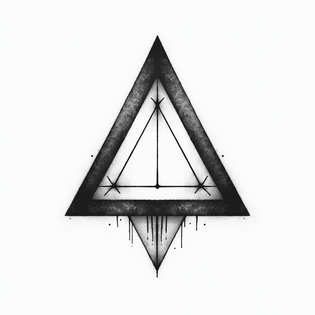Simple triangle with a line throughin bohemian style tattoo, 8k - Variation 2