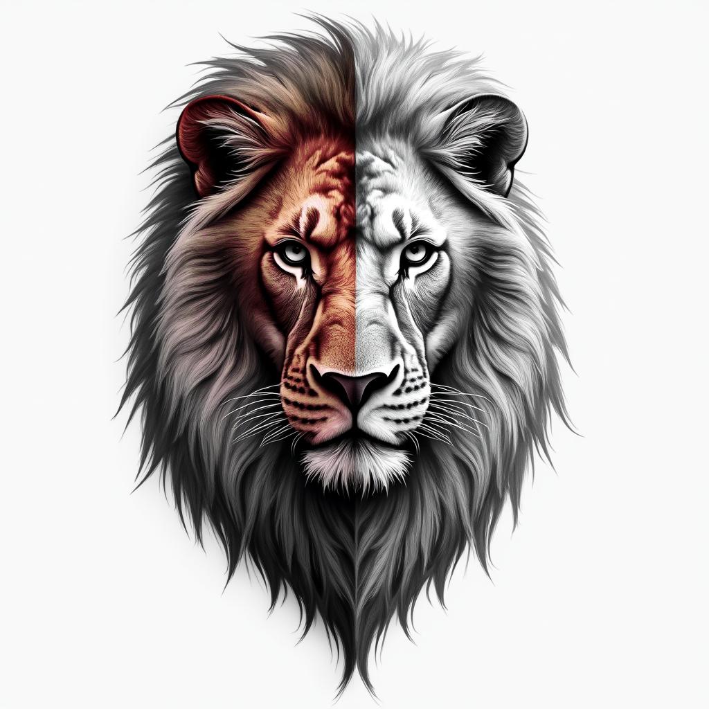 Half Albanian flag and half lion tattoohigly detailed tattoo