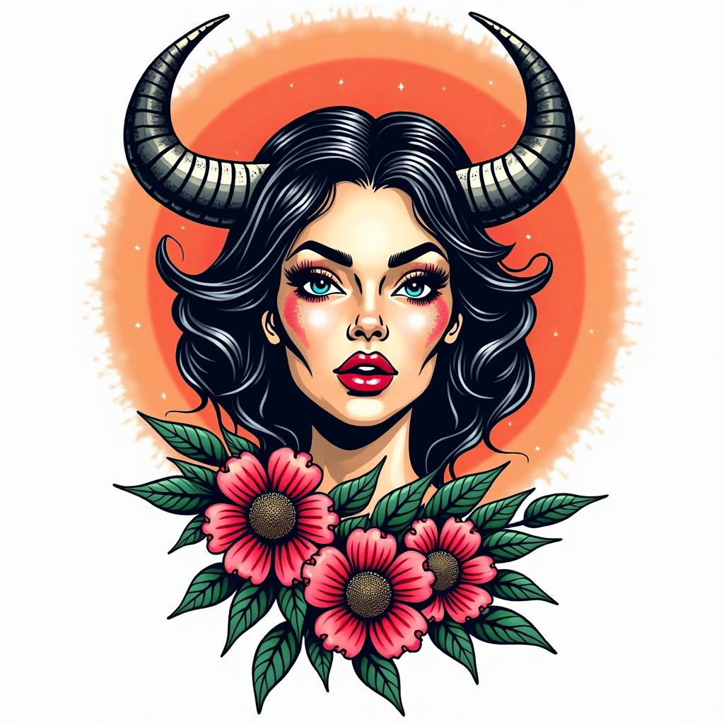 Ivette, Taurus, Modesto, C
olorfulin pop art style tattoo, featuring bold and vibrant colors, exaggerated outlines, iconic imagery, inspired by comic books and speech bubbles, comic book characters, retro pop culture - Variation 2