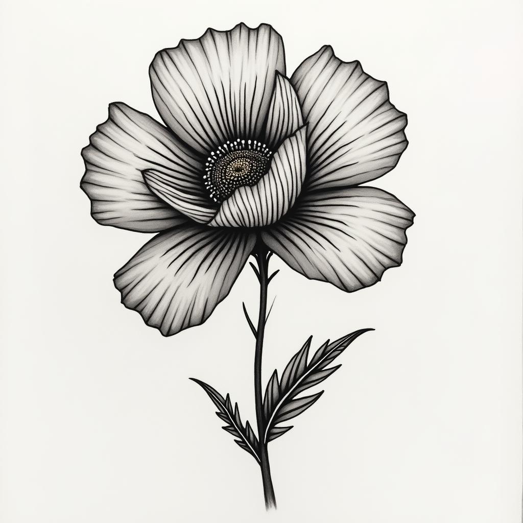 Tiny golden poppy behind-the-ear tattoohigly detailed tattoo