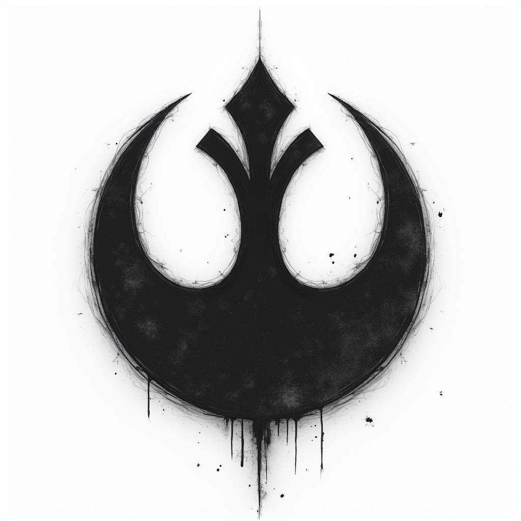Rebel alliance symbol from star wars
3" approx
sketchy look to it
black and grey
include star wars imagery but not in a way that overwhelms the rebel alliance symbol
not generic - feel free to be unique
make it a little more feminine / beautiful
in authentic tattoo style, incorporating traditional modifications, bold black outlines, solid color fills, featuring classic authentic elements