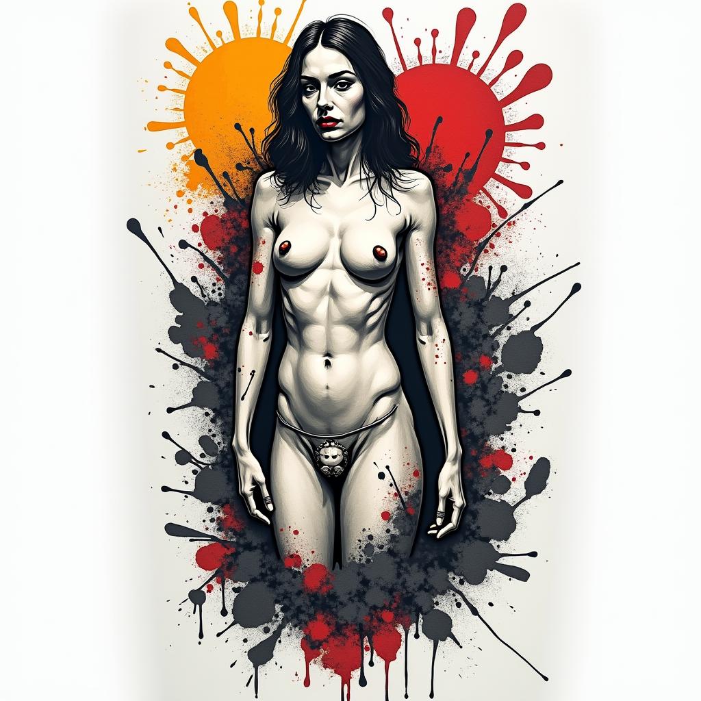 Guernica by Picassoin pop art style tattoo, featuring bold and vibrant colors, exaggerated outlines, iconic imagery, inspired by comic books and speech bubbles, comic book characters, retro pop culture - Variation 4