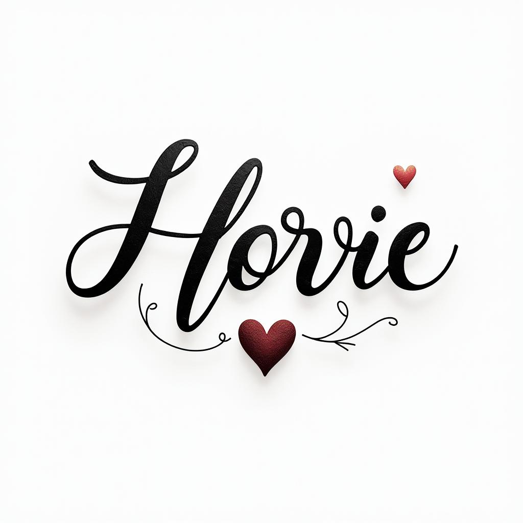 Flávia da Fonseca Vilela, Aries, seeking to reconnect and be happy.in elegant cursive calligraphy style 2d tattoo, decorate with roses, featuring a smooth and flowing handwritten script with slightly thickened strokes for a luxurious and bold appearance,  heart symbol between names,  sleek and glossy black text with shadowing, minimalist matte white background, clean and sharp edges, illuminated with soft lighting, romantic, 8k, high-quality textures with refined typography