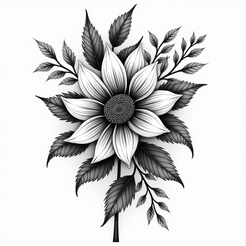 Farm meets floralhigly detailed tattoo - Variation 2