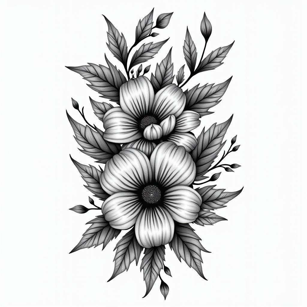 Farm meets floralhigly detailed tattoo - Variation 3