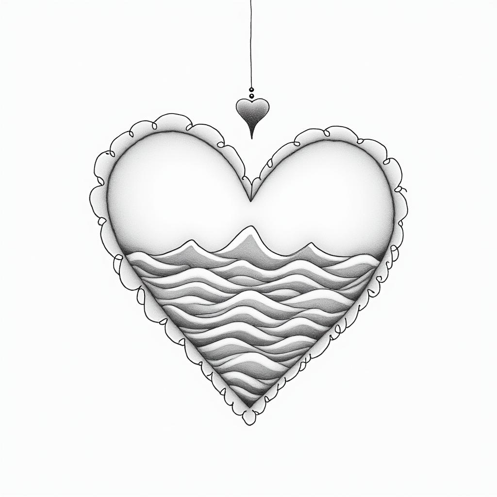 Life is shit.in Modest style tattoo, featuring soft, delicate line work with simple and meaningful symbols, gentle waves, a heart, evoking a sense of serenity and grace, - Variation 3