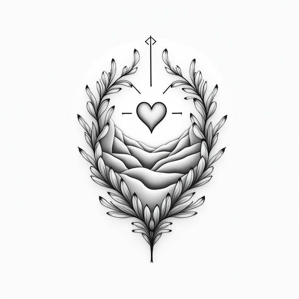 Life is shit.in Modest style tattoo, featuring soft, delicate line work with simple and meaningful symbols, gentle waves, a heart, evoking a sense of serenity and grace, - Variation 4