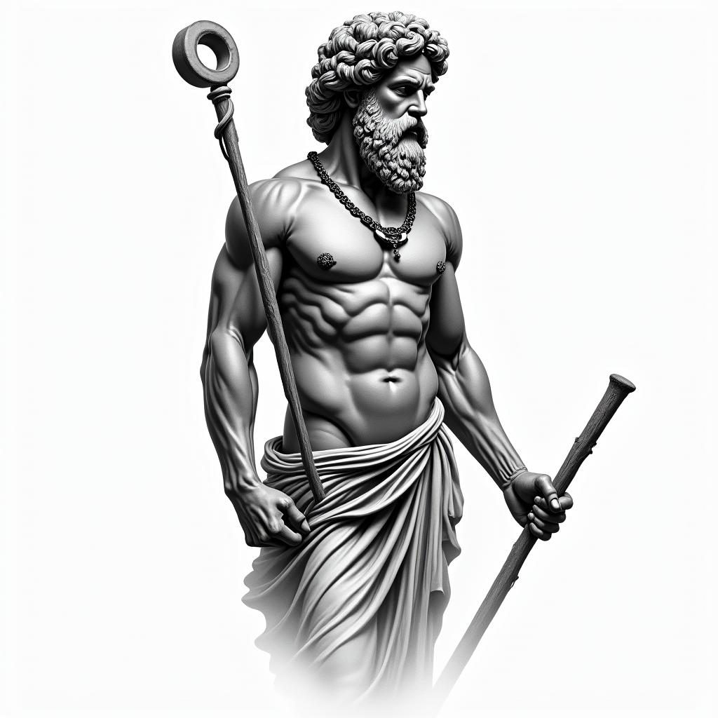 Asclepius holding rod
Greek mythologyhigly detailed tattoo - Variation 3