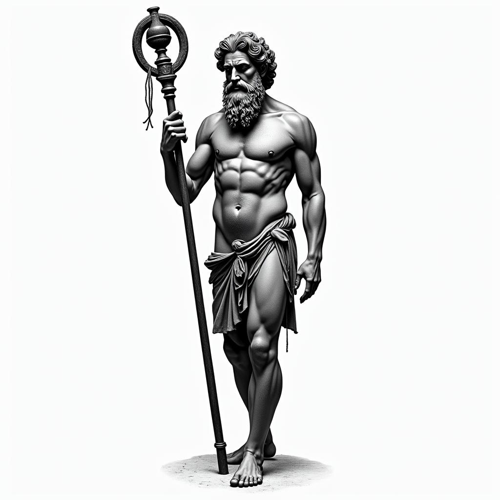 Asclepius holding rod
Greek mythologyhigly detailed tattoo - Variation 2