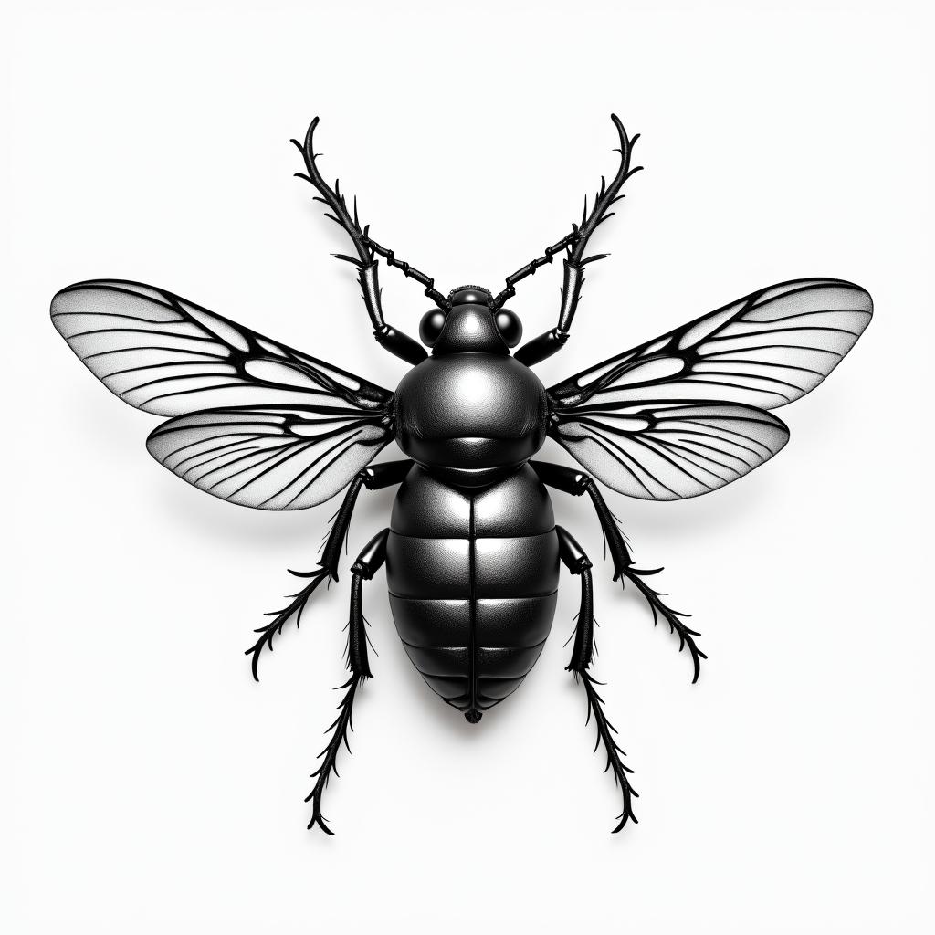 Beetle that flieshigly detailed tattoo