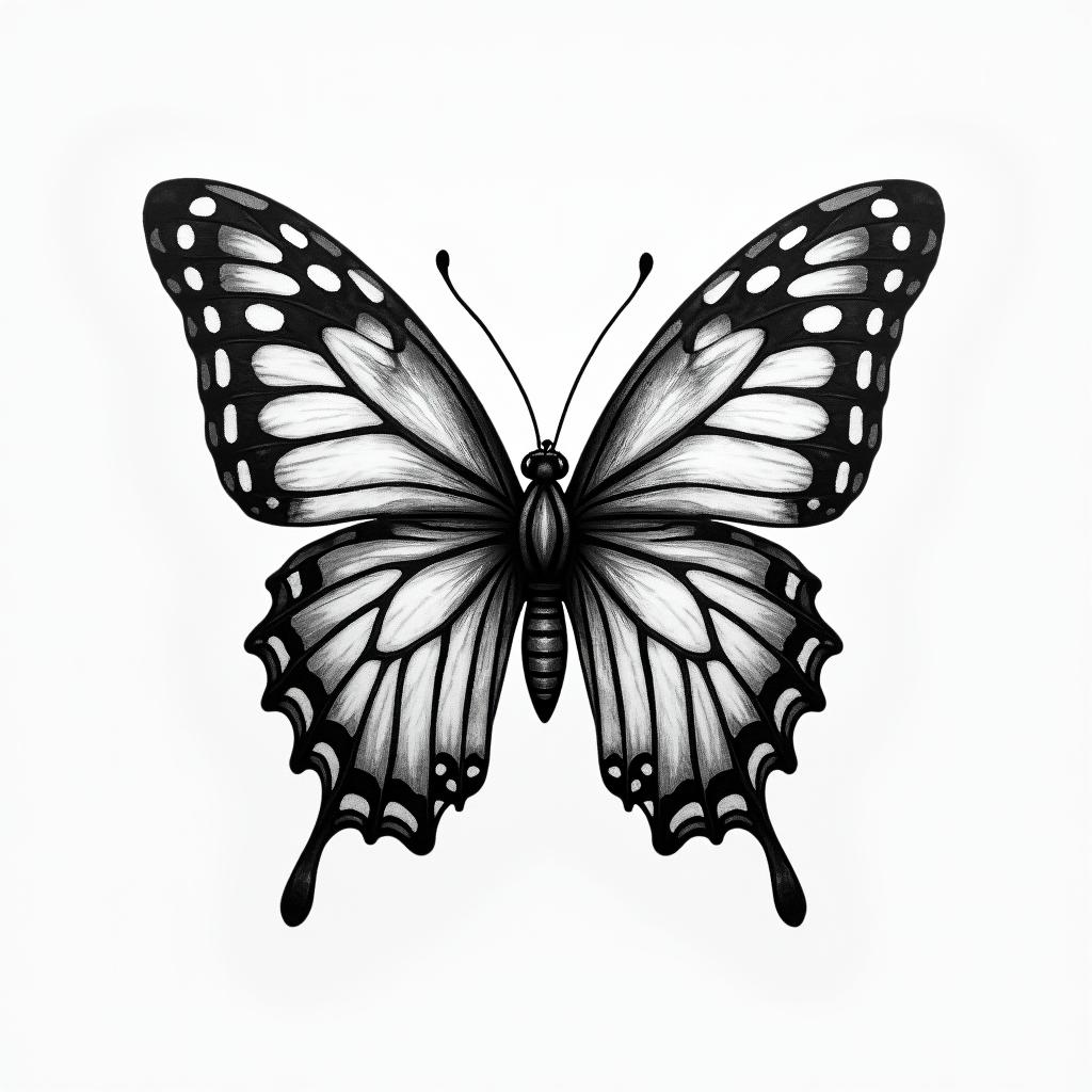 Butterfly with intricate wing patternshigly detailed tattoo