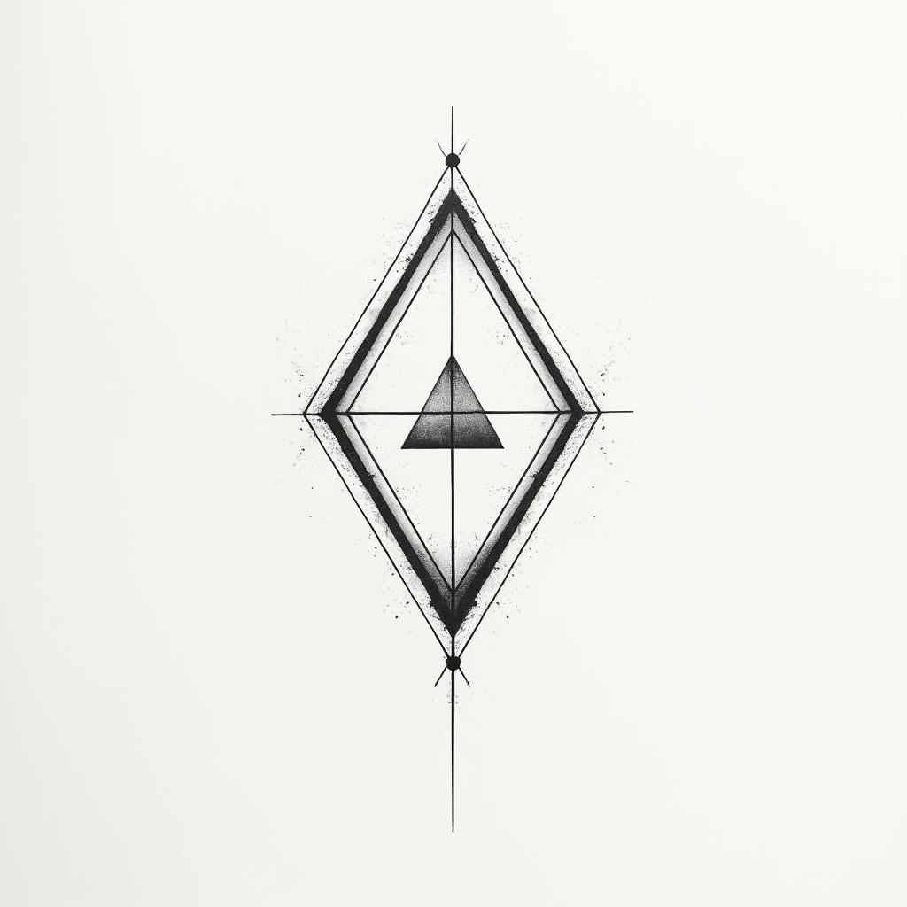 Something related to my deceased brother with the theme was surveyor.in minimalist style tattoo, featuring simple shapes and fine lines, with minimal shading and details, tiny triangles, creating a sense of balance and harmony - Variation 4