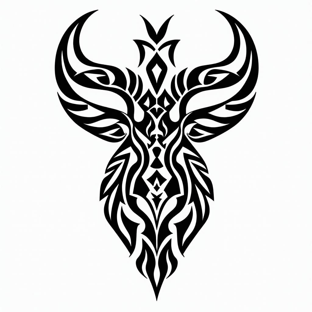 Simona Capricorn nature mountain nordic godsin tribal tattoo style, featuring bold and black geometric shapes, curved lines, intertwine and flow seamlessly, creating a powerful and symbolic design, polynesian and maori styles - Variation 5