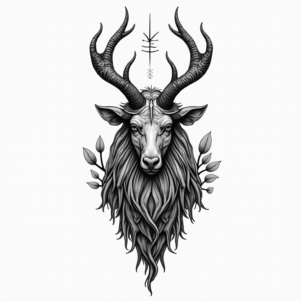 Simona Capricorn nature mountain nordic gods lovehigly detailed tattoo - Variation 3