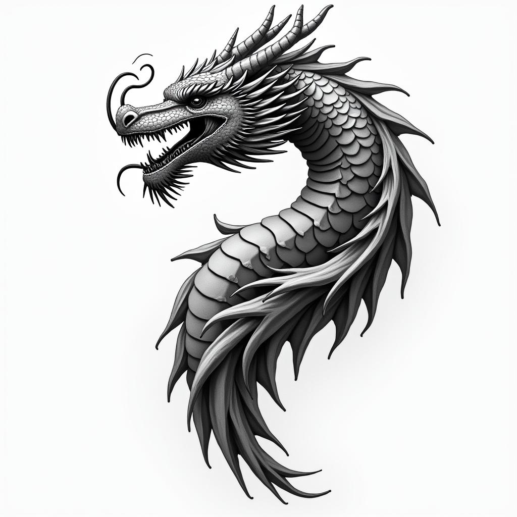 DRAGON and peoneyshigly detailed tattoo - Variation 2