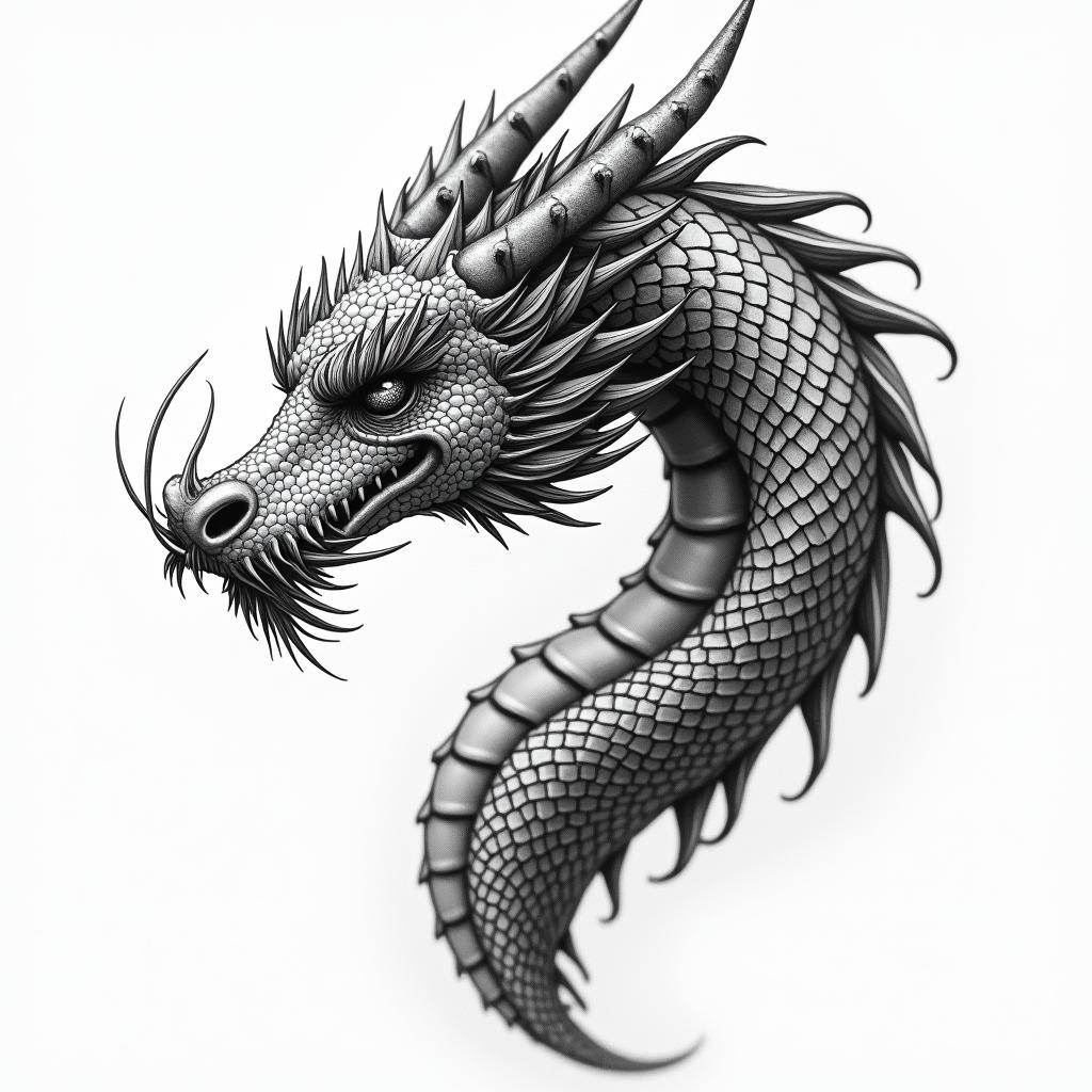 DRAGON and peoneyshigly detailed tattoo - Variation 3