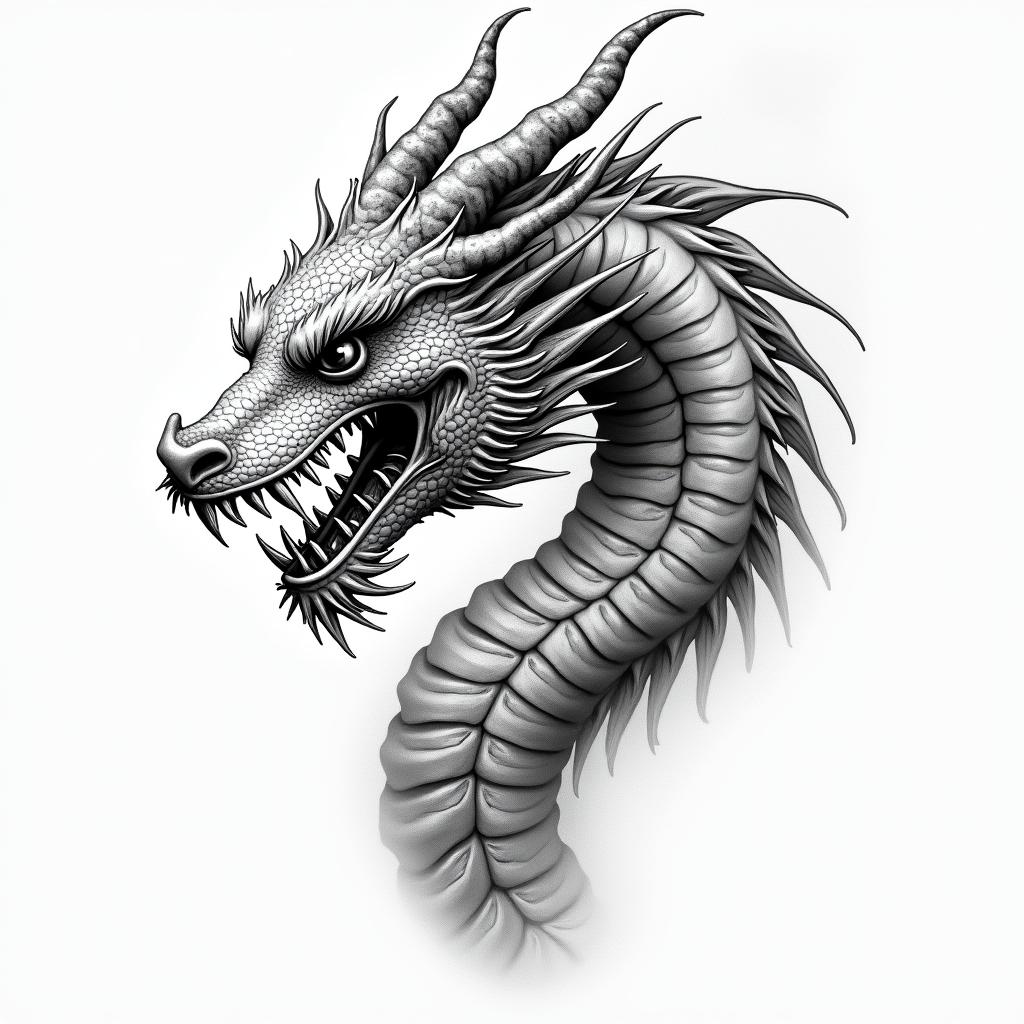 DRAGON and peoneyshigly detailed tattoo - Variation 4