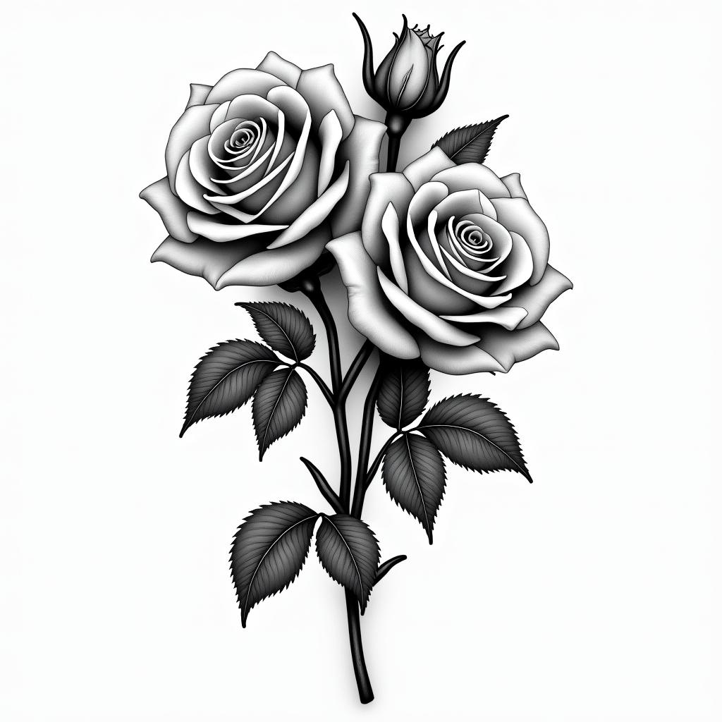 3 roseshigly detailed tattoo - Variation 4