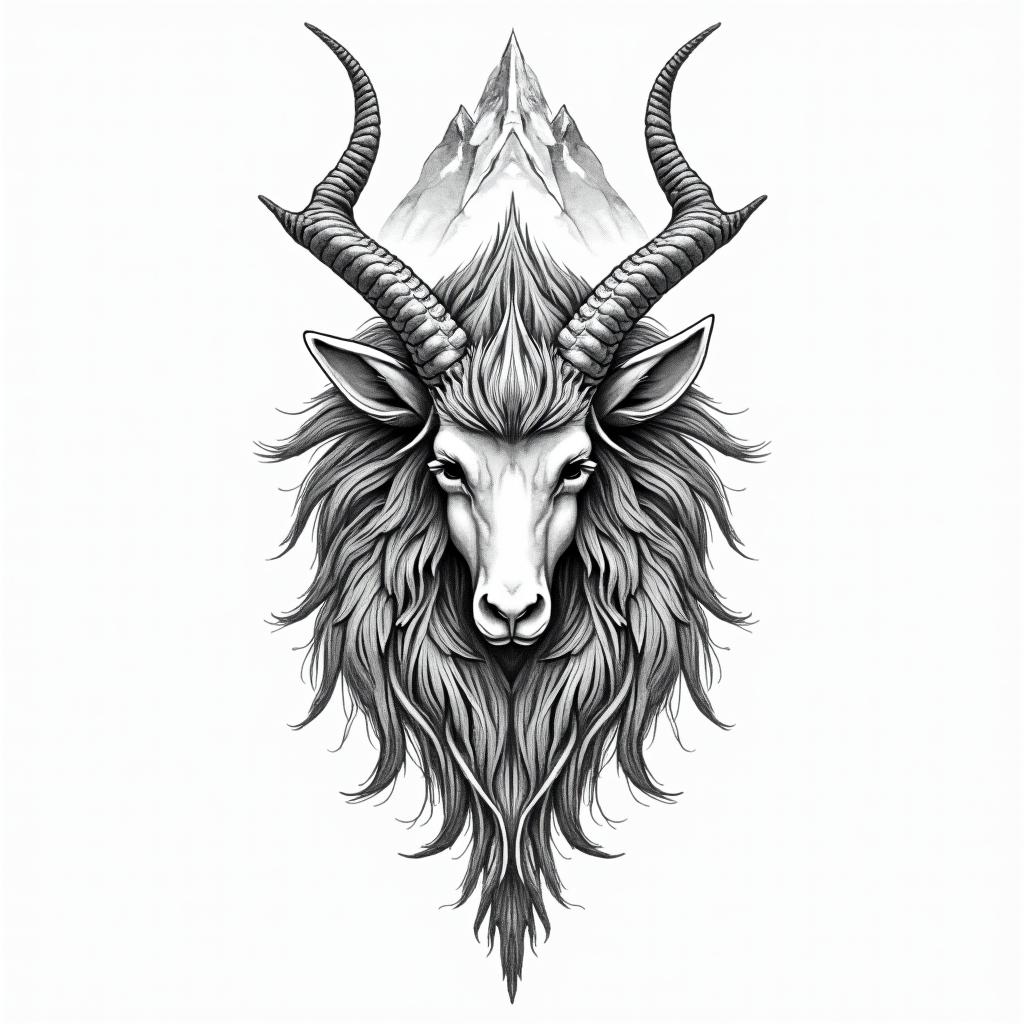 Simona Capricorn nature mountain nordic godstext-based tattoo, japanese font ultra-realistic, perfectly placed, high-quality font design, photo-realistic shading, 8k, high quality, finely detailed typograph - Variation 4