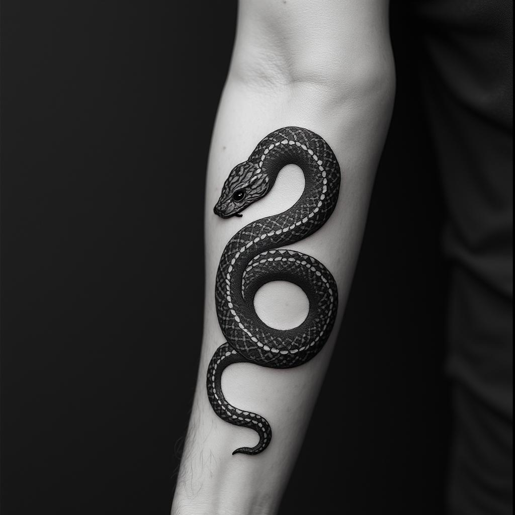 Black mambahigly detailed tattoo