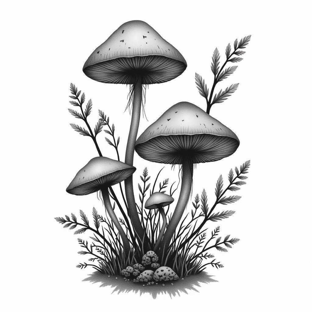 plants fairies mushroomshigly detailed tattoo
