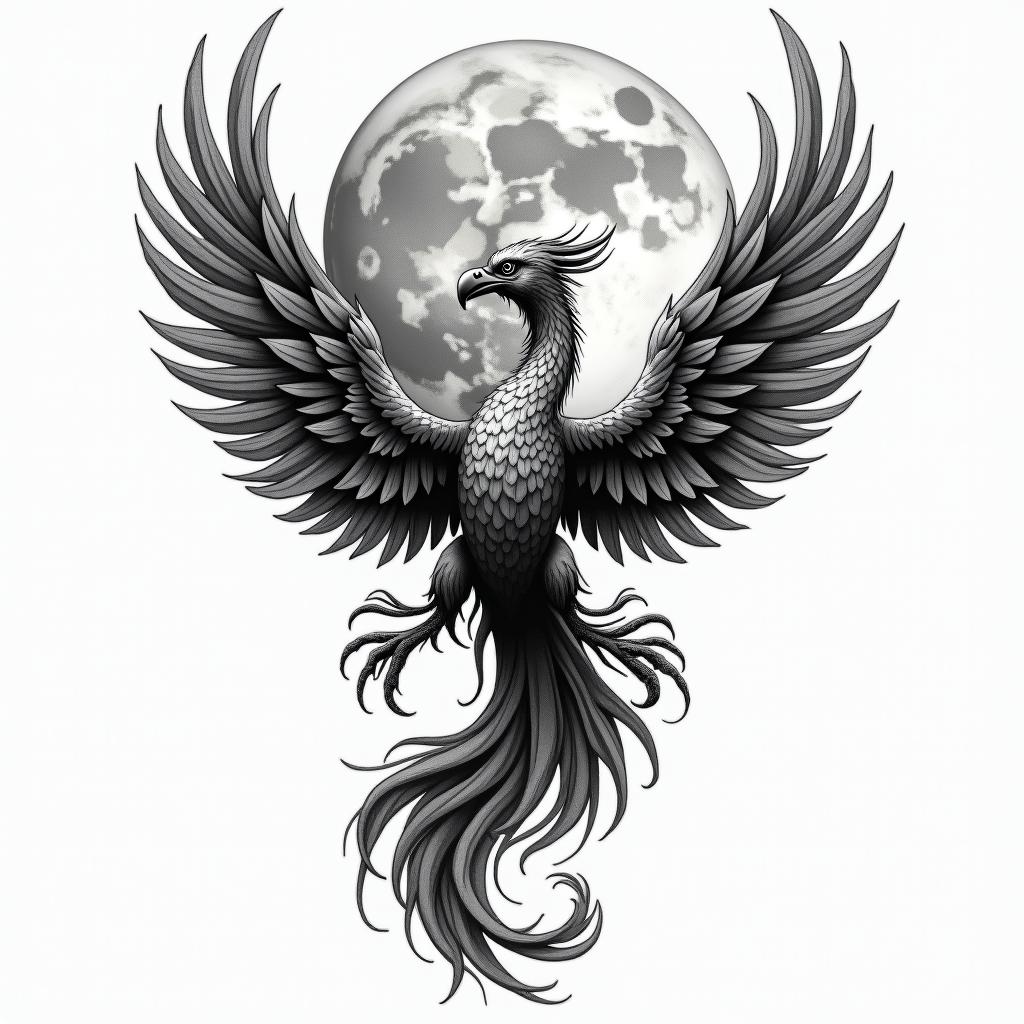 Strength perseverance resilience phoenix moonhigly detailed tattoo - Variation 3