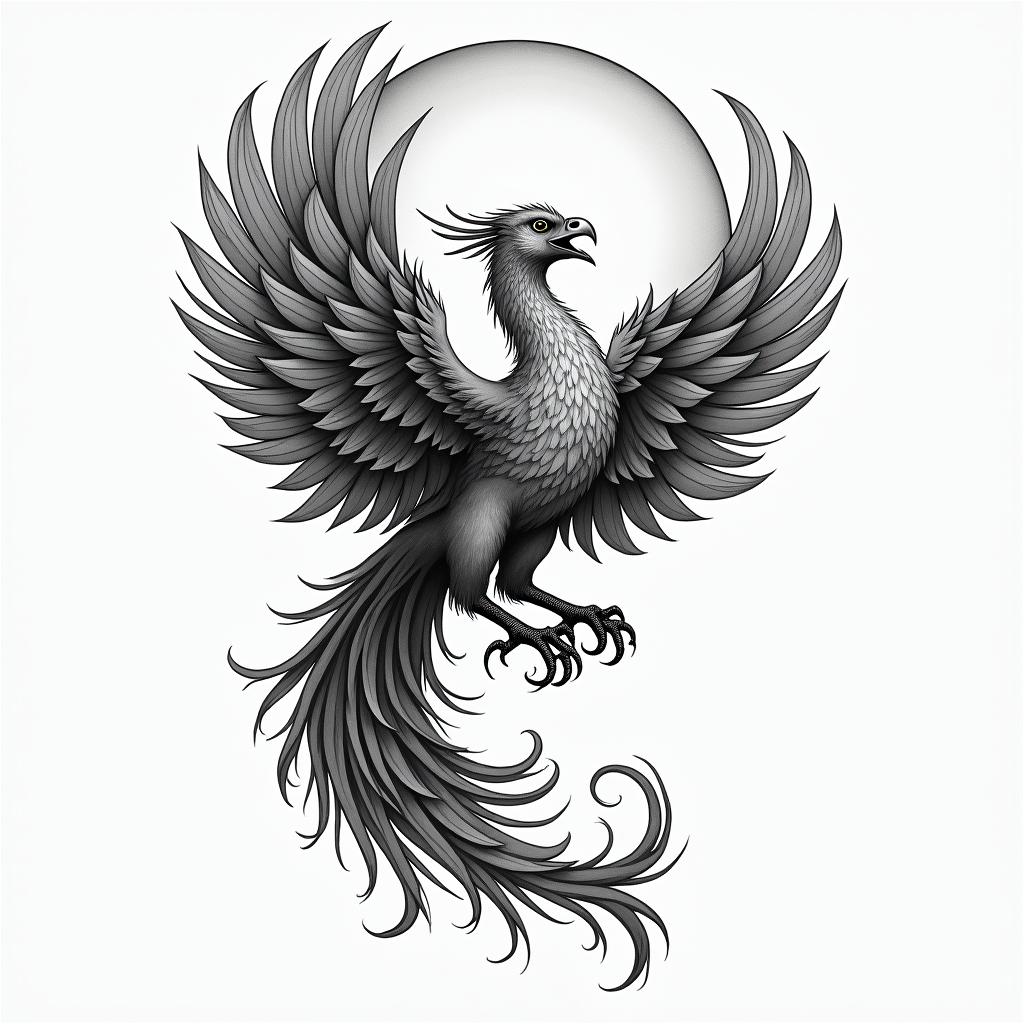 Strength perseverance resilience phoenix moonhigly detailed tattoo - Variation 2